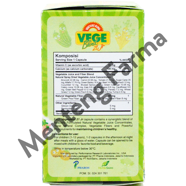 Vegeblend 21 Jr 30 Kapsul - Suplemen Ekstrak Sayuran Khusus Anak - Menteng Farma