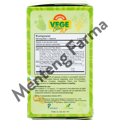 Vegeblend 21 Jr 30 Kapsul - Suplemen Ekstrak Sayuran Khusus Anak - Menteng Farma