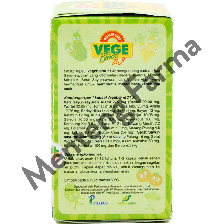 Vegeblend 21 Jr 30 Kapsul - Suplemen Ekstrak Sayuran Khusus Anak - Menteng Farma