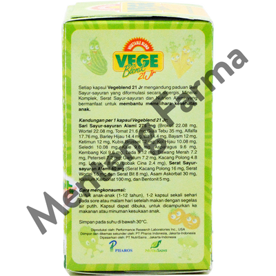 Vegeblend 21 Jr 30 Kapsul - Suplemen Ekstrak Sayuran Khusus Anak - Menteng Farma