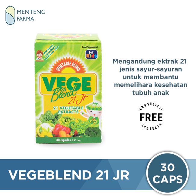 Vegeblend 21 Jr 30 Kapsul - Suplemen Ekstrak Sayuran Khusus Anak - Menteng Farma