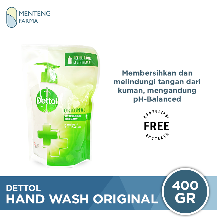 Dettol Handwash Original - 400 Gram Refill Pack - Menteng Farma