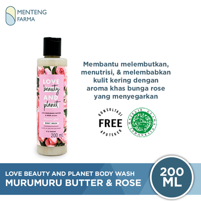 Love Beauty and Planet Body Wash Murumuru Butter & Rose 200 mL - Vegan Soap Untuk Kulit Lembab - Menteng Farma