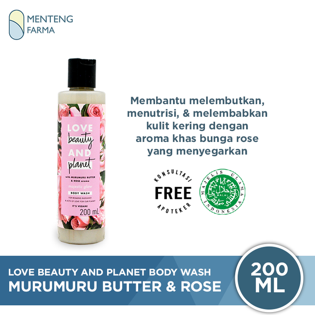 Love Beauty and Planet Body Wash Murumuru Butter & Rose 200 mL - Vegan Soap Untuk Kulit Lembab - Menteng Farma