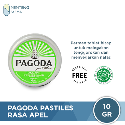 Pagoda Pastiles Rasa Apel 10 Gram - Permen Pelega Tenggorokan - Menteng Farma