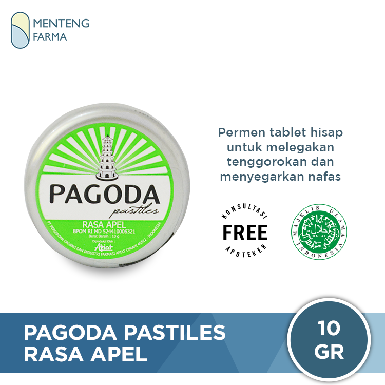 Pagoda Pastiles Rasa Apel 10 Gram - Permen Pelega Tenggorokan - Menteng Farma