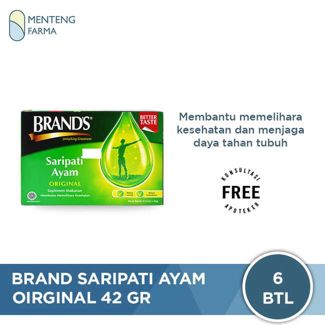 Brands Saripati Ayam Original Box Isi 6 Botol @ 42 Gram - Menteng Farma