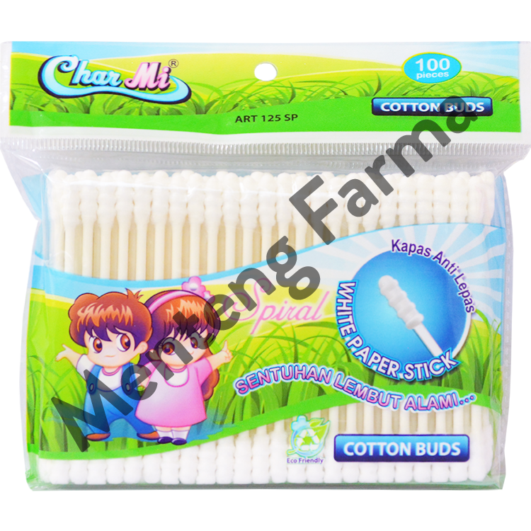 Charmi Cotton Buds Spiral Art 125 SP Isi 100 Pcs - Pembersih Telinga - Menteng Farma