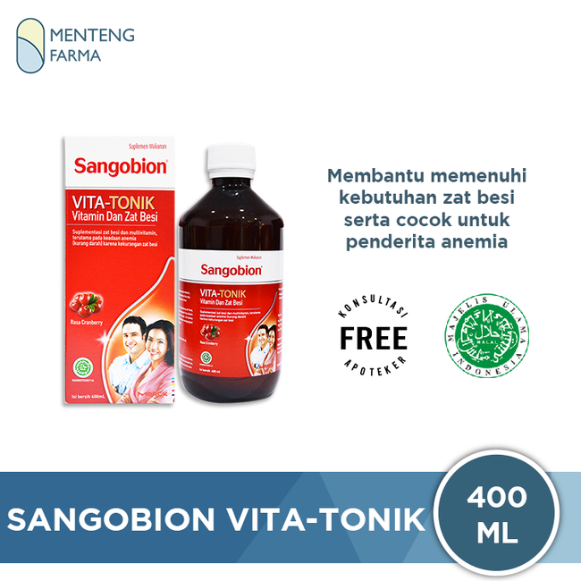 Sangobion VITA-TONIK 400 mL - Suplemen Penambah Darah / Anemia - Menteng Farma