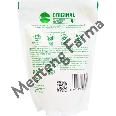 Dettol Handwash Original - 200 Gram Refill Pack - Menteng Farma