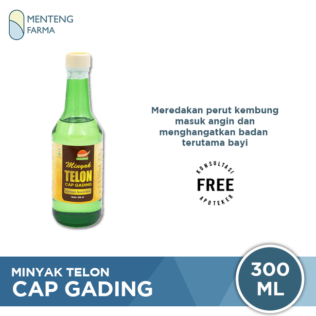 Minyak Telon Cap Gading Botol 300 mL - Meredakan Perut Kembung, Masuk Angin, dan Menghangatkan Badan - Menteng Farma