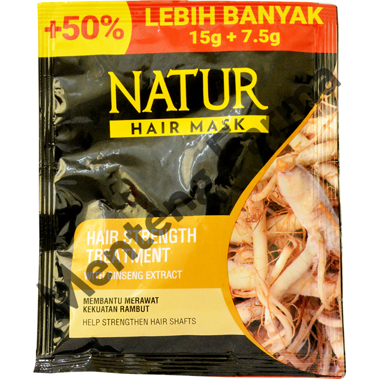 Natur Hair Mask Ginseng Extract Sachet 15 Gram - Masker Rambut untuk mencegah rambut rontok - Menteng Farma