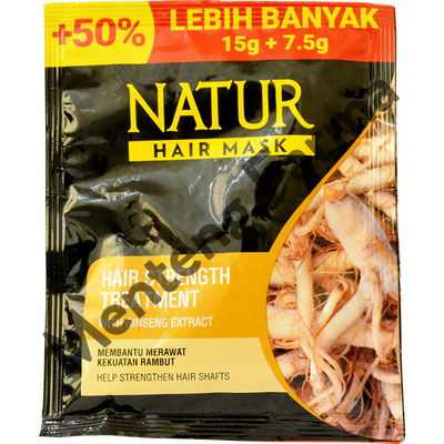 Natur Hair Mask Ginseng Extract Sachet 15 Gram - Masker Rambut untuk mencegah rambut rontok - Menteng Farma