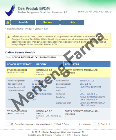 Benzolac 2.5 % - Salep Obat Jerawat - Menteng Farma