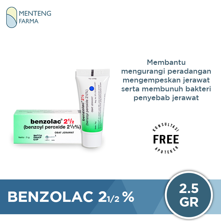 Benzolac 2.5 % - Salep Obat Jerawat - Menteng Farma