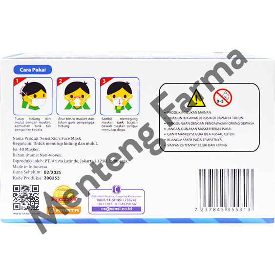 Sensi Kids Face Mask Headloop Isi 40 Pcs - Masker Sensi Headloop Anak - Menteng Farma