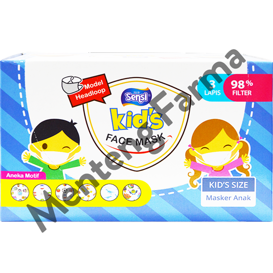 Sensi Kids Face Mask Headloop Isi 40 Pcs - Masker Sensi Headloop Anak - Menteng Farma