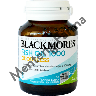 Blackmores Odourless Fish Oil 1000 mg - Isi 30 Kapsul Lunak - Menteng Farma