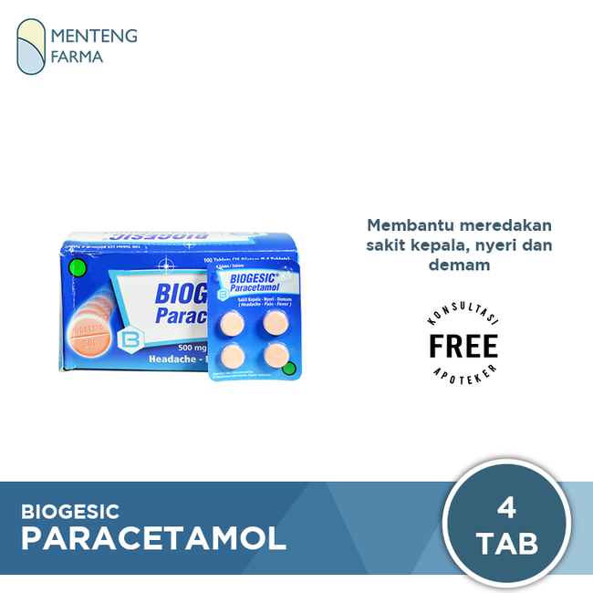 Biogesic Paracetamol - Obat Demam, Pereda Nyeri Sakit Kepala dan Gigi - Menteng Farma