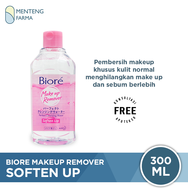 Biore Make Up Remover Perfect Cleansing Water Soften Up 300 ML - Pembersih Makeup Untuk Kulit Normal Dan Kering - Menteng Farma