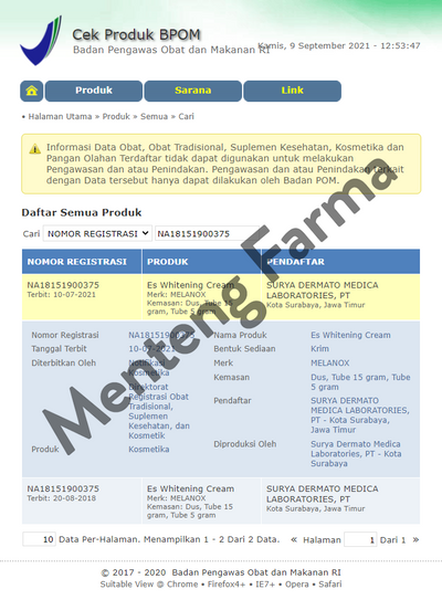 Melanox Es Cream 15 Gram - Krim Pencerah dan Pelembab Kulit Wajah - Menteng Farma