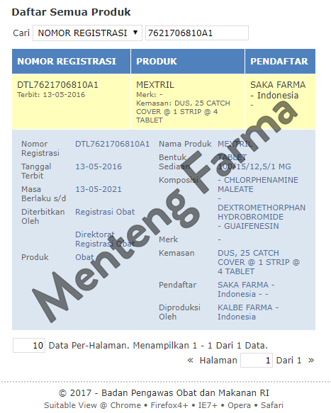 Mextril Tablet - Obat Batuk dan Flu - Menteng Farma