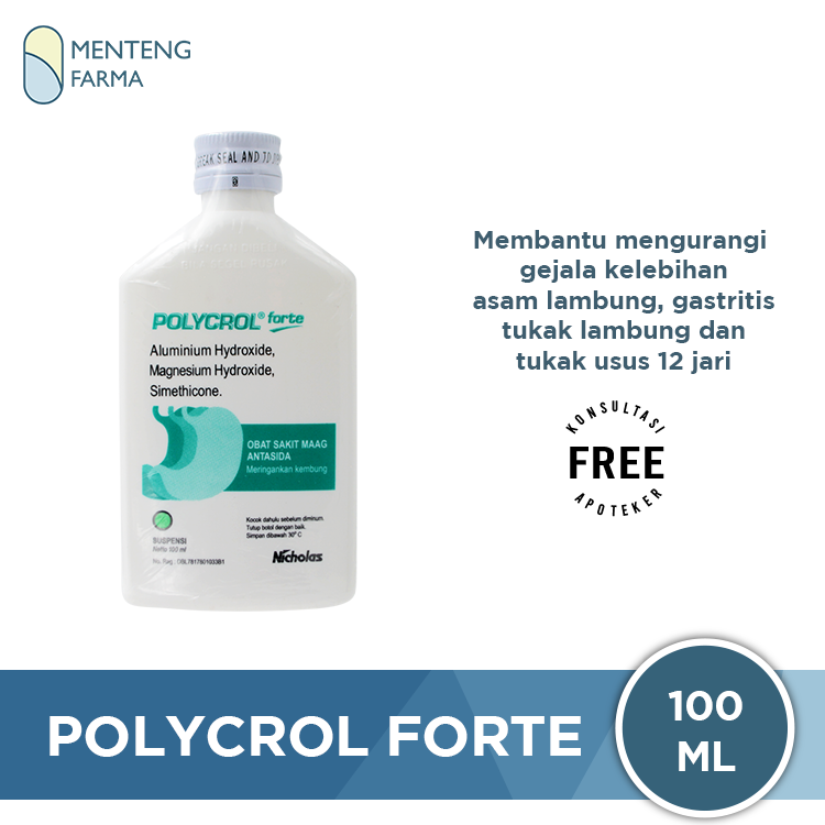 Polycrol Forte Suspensi 100 mL - Obat Sakit Maag dan Asam Lambung - Menteng Farma