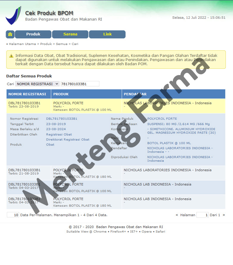 Polycrol Forte Suspensi 100 mL - Obat Sakit Maag dan Asam Lambung - Menteng Farma