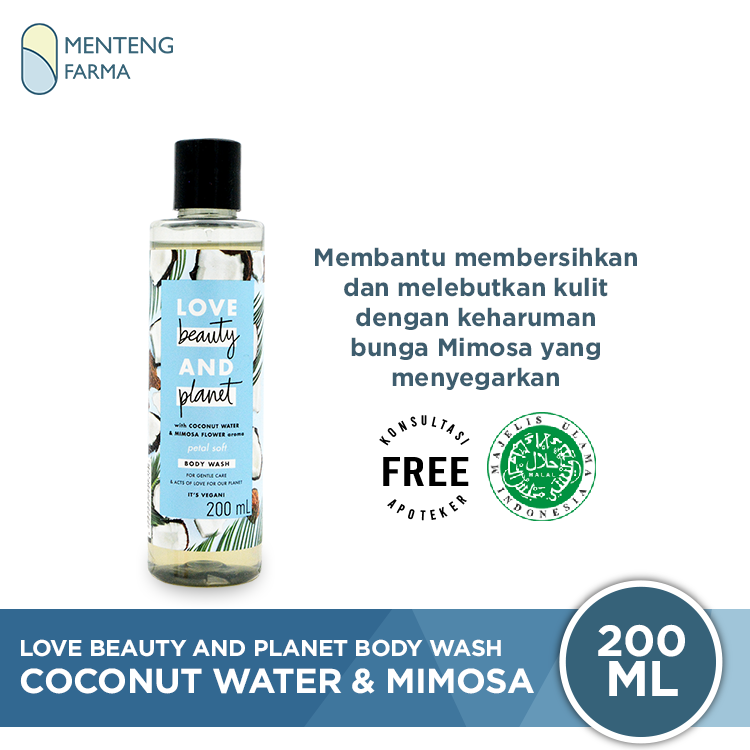 Love Beauty and Planet Body Wash Coconut Water & Mimosa Flower 200 mL - Vegan Soap Kulit Sensitif - Menteng Farma