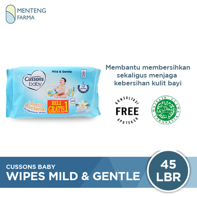 Cussons Baby Wipes Mild & Gentle 45 Sheets - Tisu Basah Bayi Antibacterial - Menteng Farma