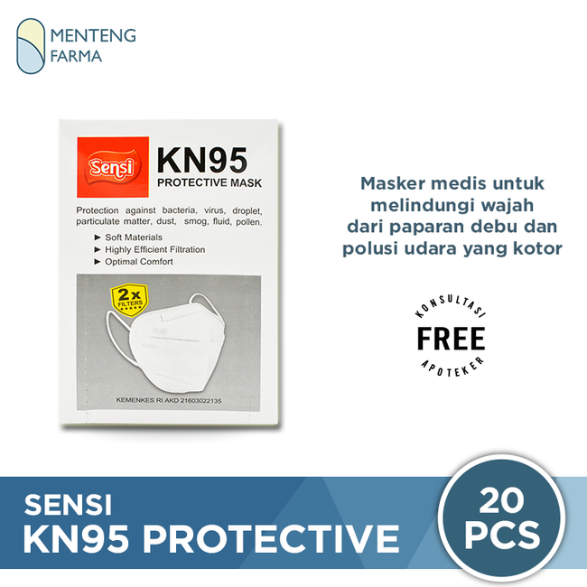 Sensi Mask KN95 Isi 20 Masker - Masker Pelindung 5 Ply Double Filter - Menteng Farma