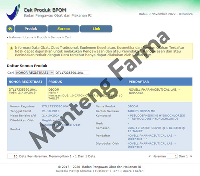 Dicom 10 Tablet - Pereda Hidung Tersumbat - Menteng Farma