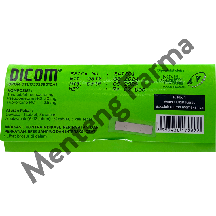 Dicom 10 Tablet - Pereda Hidung Tersumbat - Menteng Farma