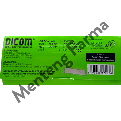 Dicom 10 Tablet - Pereda Hidung Tersumbat - Menteng Farma