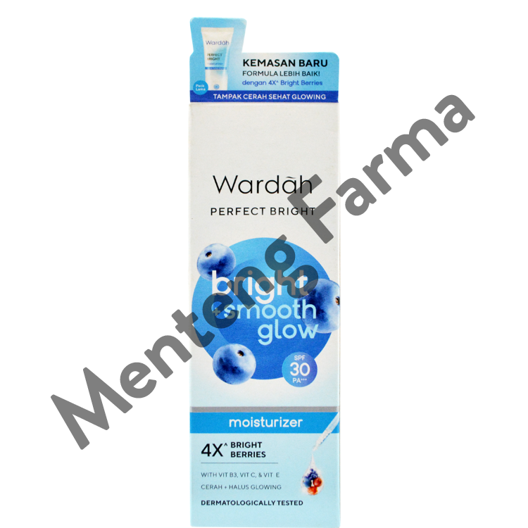 Wardah Perfect Bright Moisturizer + Smooth Glow SPF 30 20 mL- Pelembab Kulit Normal dan Kering - Menteng Farma