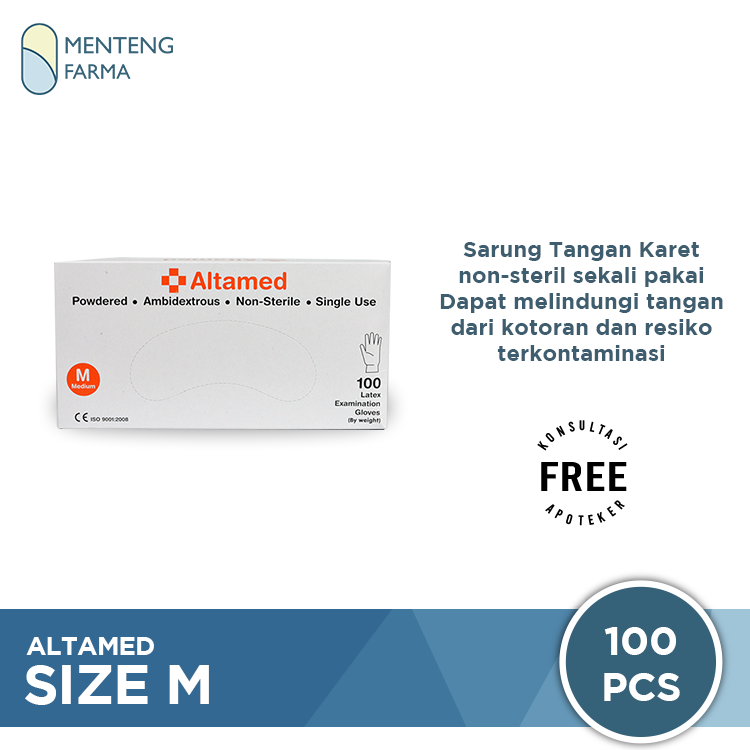 Altamed Sarung Tangan Karet (Size M) - Dus Isi 100 pcs - Menteng Farma