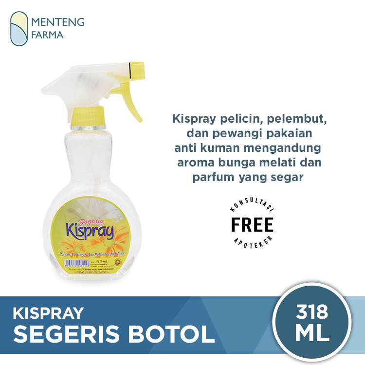 Kispray Pewangi dan Pelembut Botol Segeris 318 mL - Pewangi dan Pelembut Pakaian - Menteng Farma