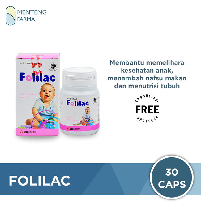 Folilac 30 Kapsul - Suplemen Kesehatan Bayi - Menteng Farma