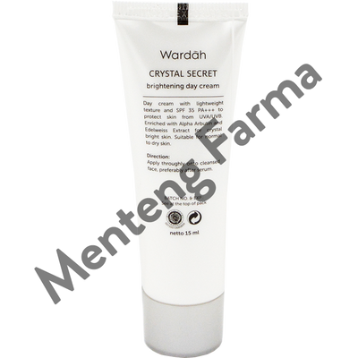 Wardah Crystal Secret Brightening Day Cream 15 mL - Pencerah dan Pelembab Kulit Wajah - Menteng Farma