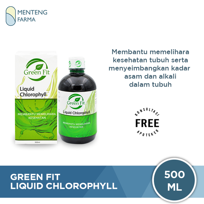 Green Fit Liquid Chlorophyll 500 mL - Suplemen Ekstrak Klorofil Alfalfa - Menteng Farma