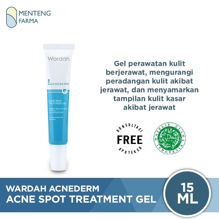 Wardah Acnederm Acne Spot Treatment Gel 15 mL - Gel Jerawat dengan BHA dan Willowherb Extract - Menteng Farma