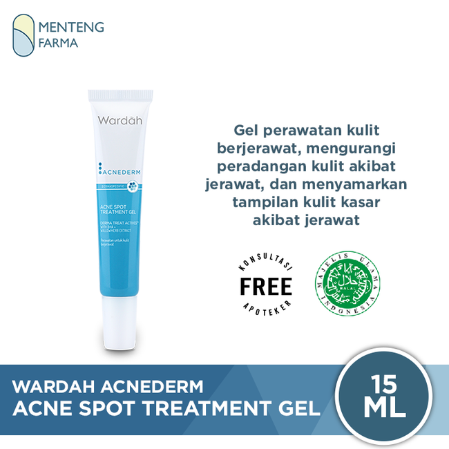 Wardah Acnederm Acne Spot Treatment Gel 15 mL - Gel Jerawat dengan BHA dan Willowherb Extract - Menteng Farma