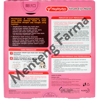 MegRhythm Steam Eye Mask Rose Scent 5 Pcs - Masker Mata Dengan Uap Hangat - Menteng Farma