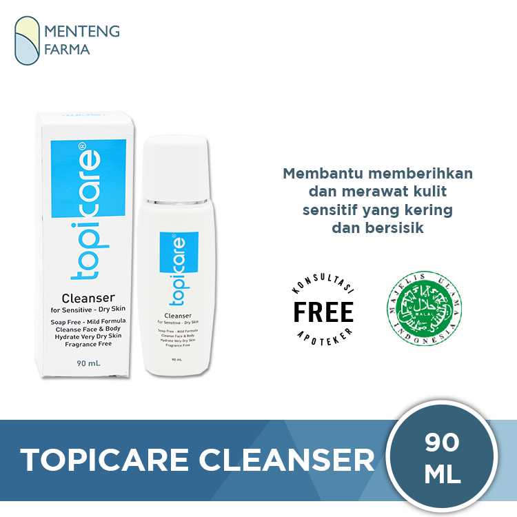 Topicare Cleanser 90 mL - Pembersih Wajah Tubuh dan Kulit Kering - Menteng Farma