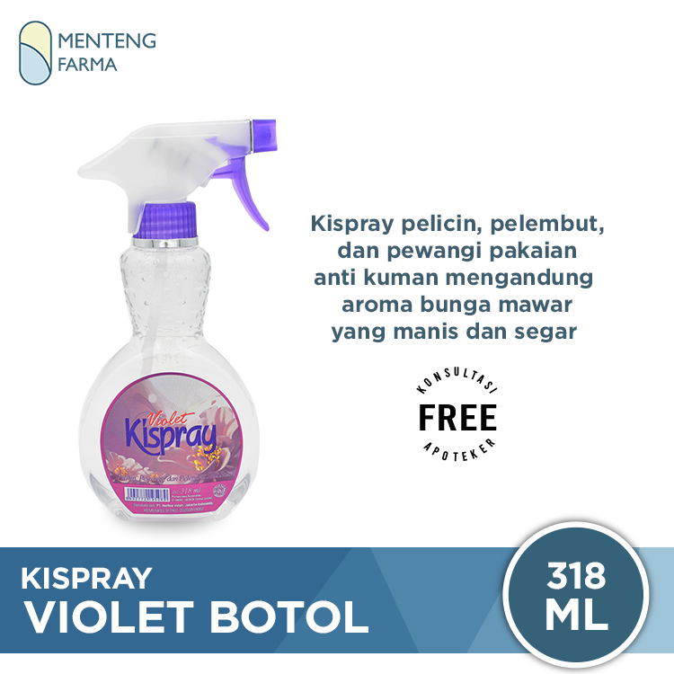 Kispray Pewangi dan Pelembut Botol Violet 318 mL - Pewangi dan Pelembut Pakaian - Menteng Farma