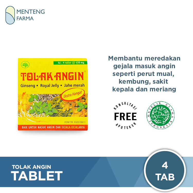 Tolak Angin Tablet Extra Hangat - Obat Gejala Masuk Angin - Menteng Farma