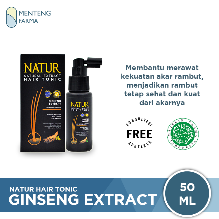 Natur Hair Tonic Ginseng Extract 50 ML - Vitamin Rambut Rontok - Menteng Farma