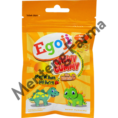 Egoji Chewy Gummy Jeruk Isi 10 Butir - Permen Gummy Vitamin C - Menteng Farma