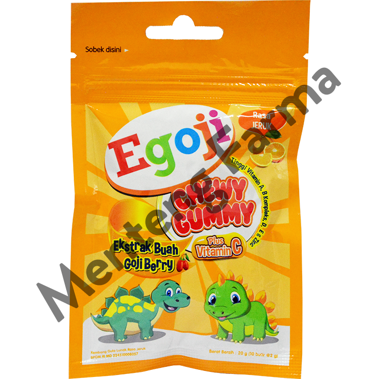 Egoji Chewy Gummy Jeruk Isi 10 Butir - Permen Gummy Vitamin C - Menteng Farma