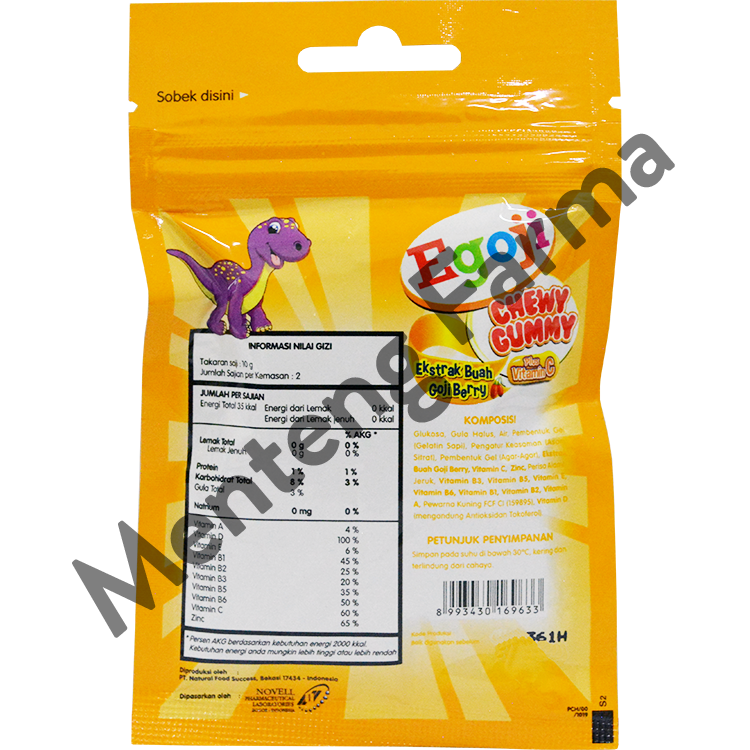 Egoji Chewy Gummy Jeruk Isi 10 Butir - Permen Gummy Vitamin C - Menteng Farma